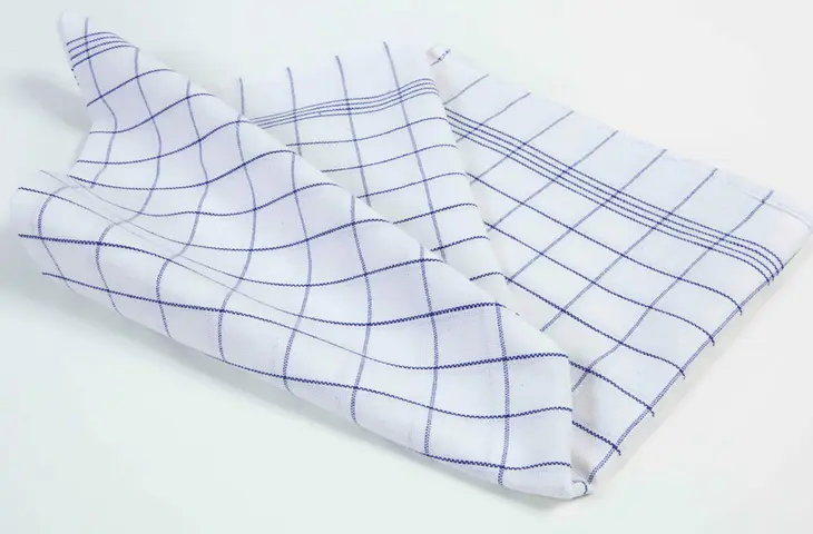 Trapo de cocina blanco cuadros azul 