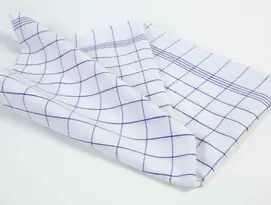Trapo de cocina blanco cuadros azul 